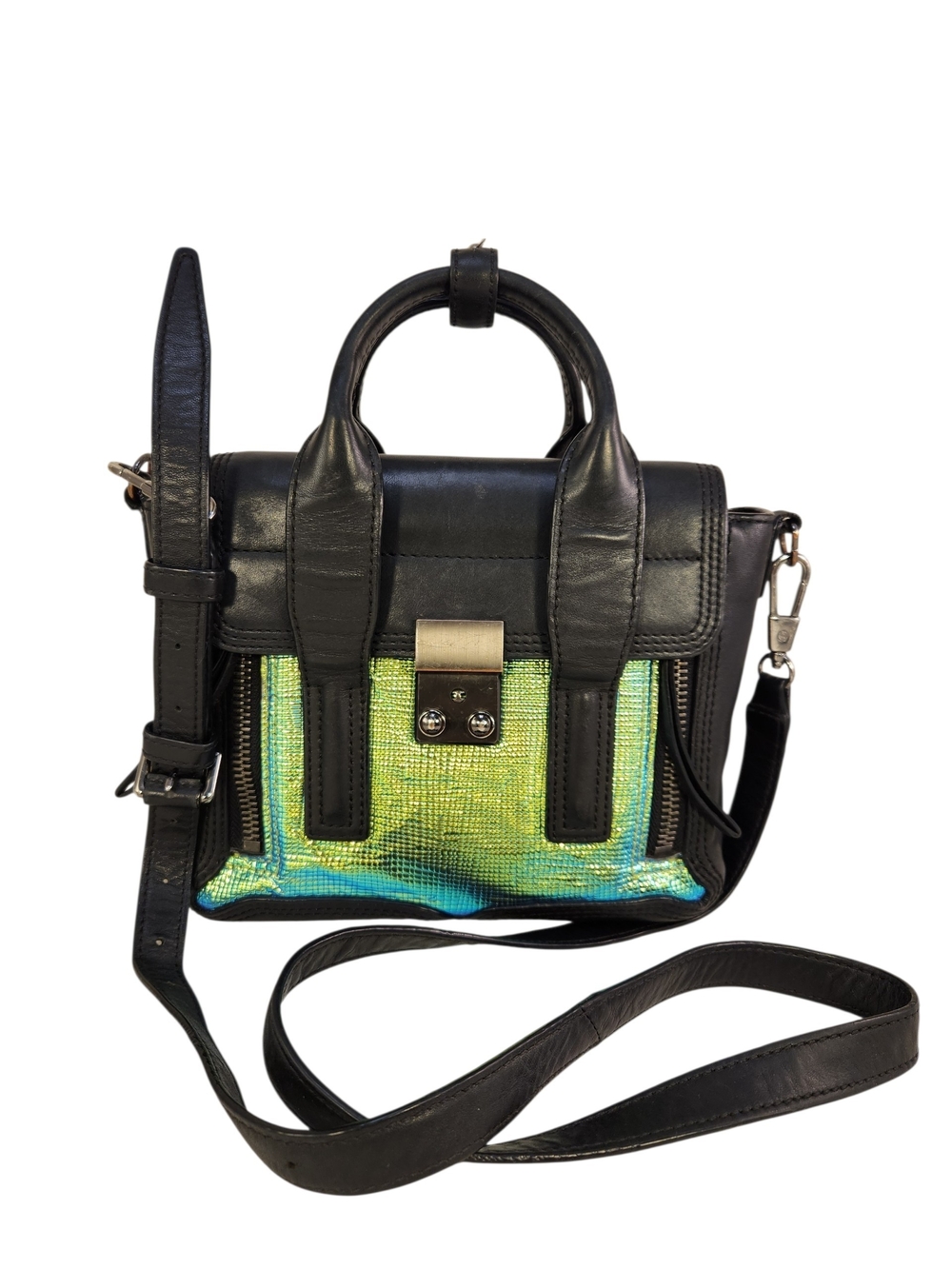 3.1 Phillip Lim PASHLI GREEN BLUE IRIDESCENT CROSS BODY BAG PURSE